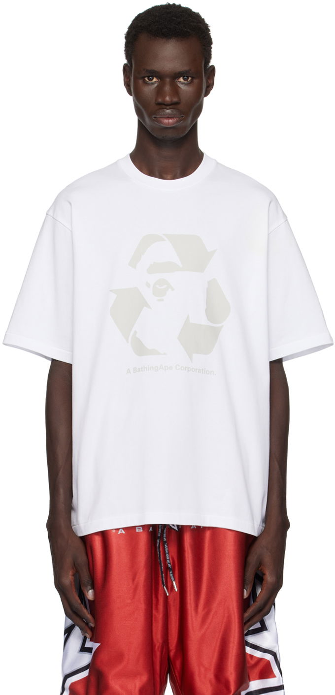 Тениска BAPE Recycle Motif Relaxed Fit T-shirt Бяло | 001TEK801309M