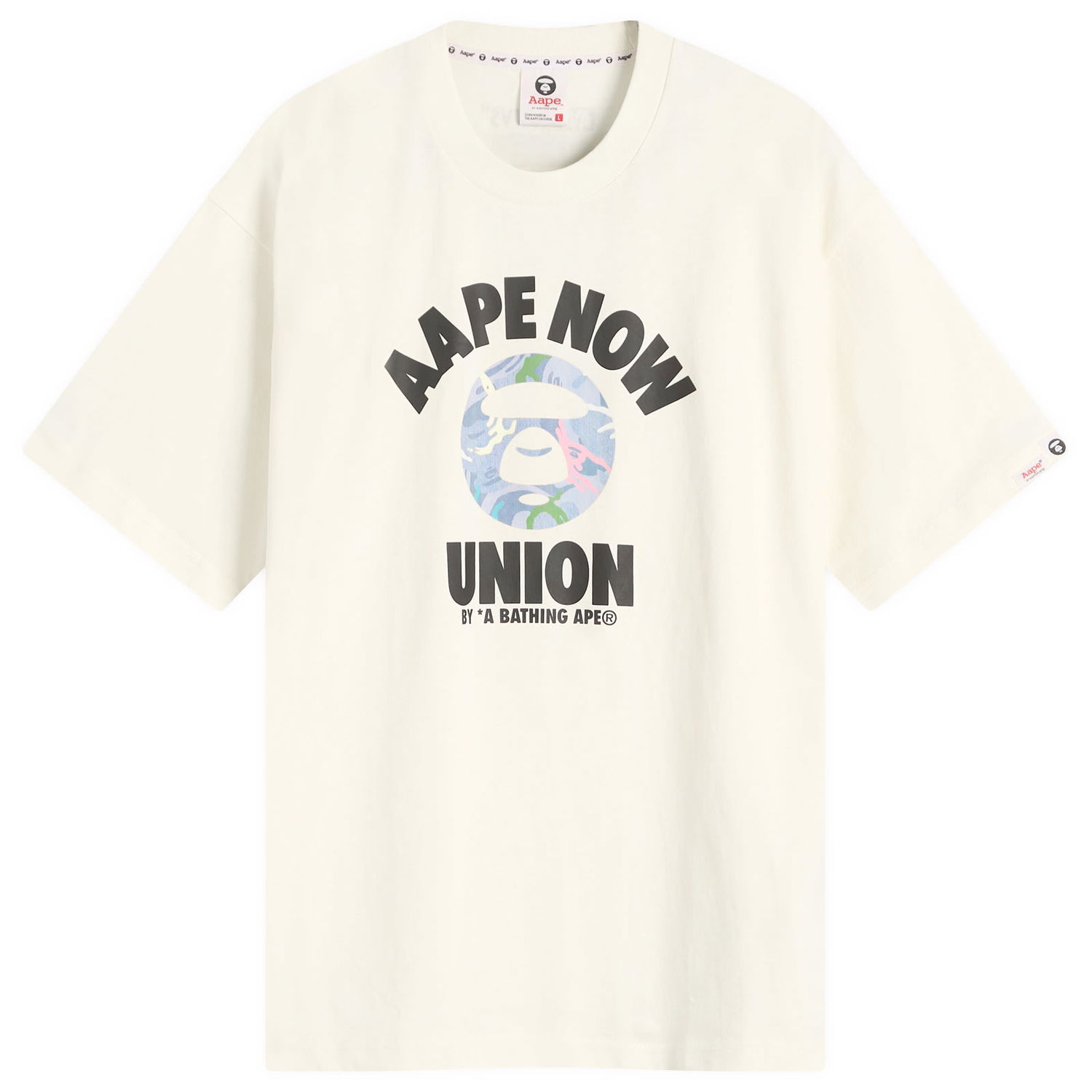Тениска AAPE by A Bathing Ape AAPE Union College T-Shirt, Size Large Бяло | AAPTEM1643XX-IVN, 0