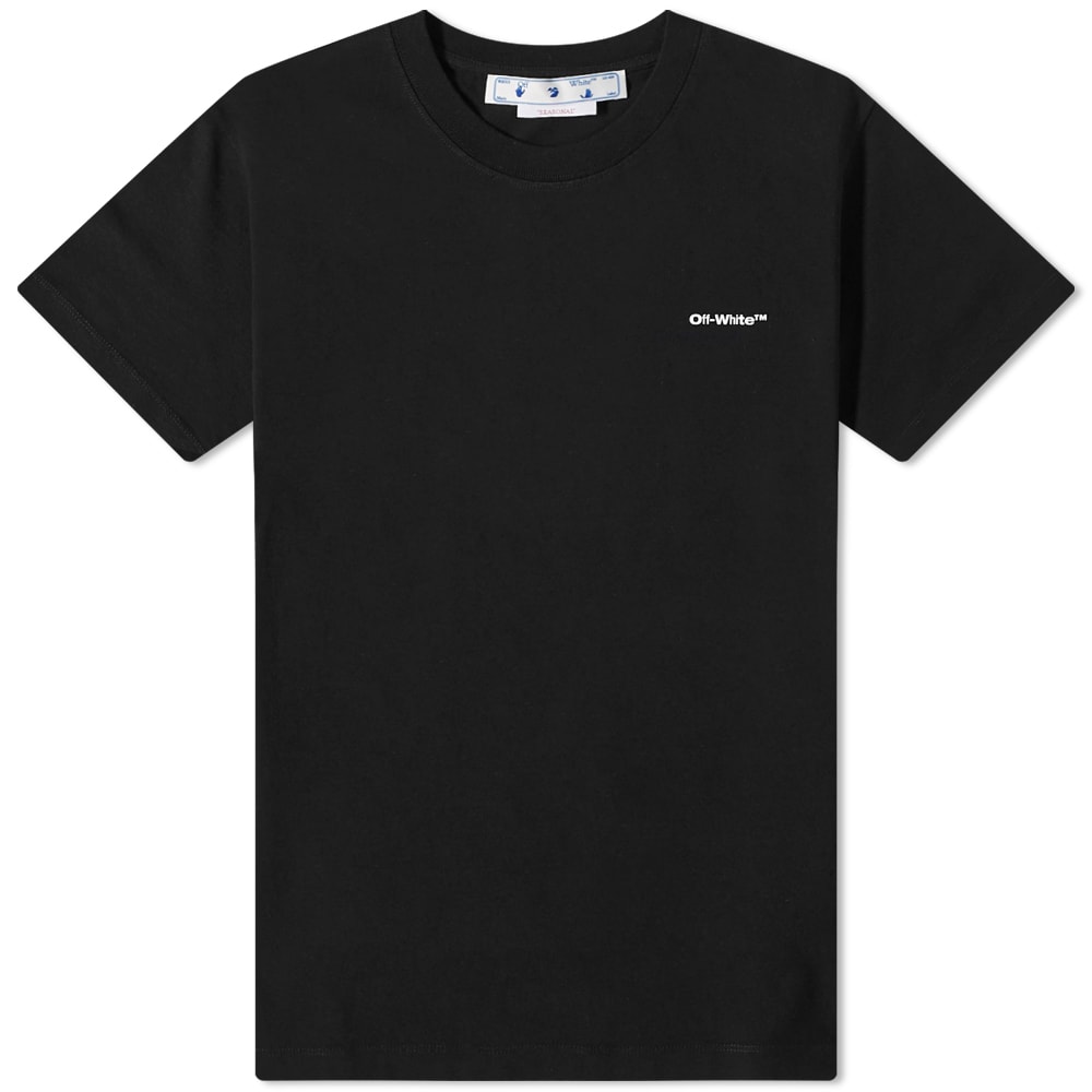 Тениска Off-White Wave Outline Diagonal Slim Tee Черно | OMAA027F22JER0161001, 0