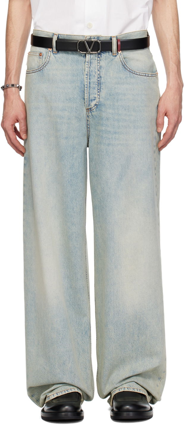 Дънки Valentino Creased Jeans Тюркоазено | 4V3DE03K9YQ, 0