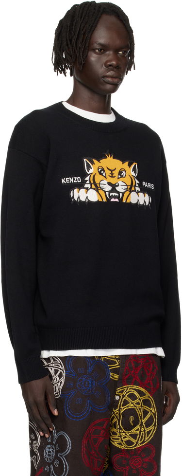 Пуловер KENZO Kenzo Paris 'KENZO Happy Tiger' Embroidered Sweater Черно | FF65PU7503LI, 1