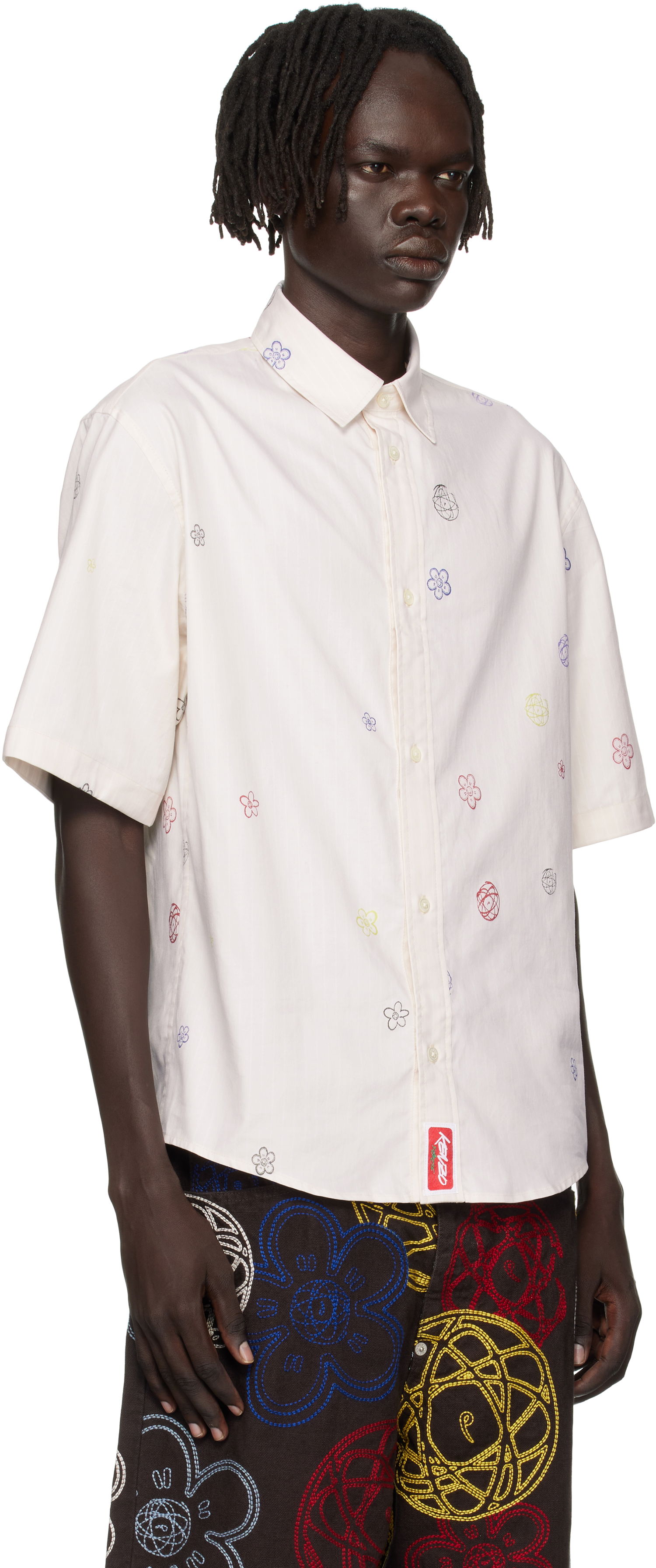 Риза KENZO Kenzo Paris Futura 2000 Edition Embroidered Shirt Бяло | FF65CH1279IJ, 1