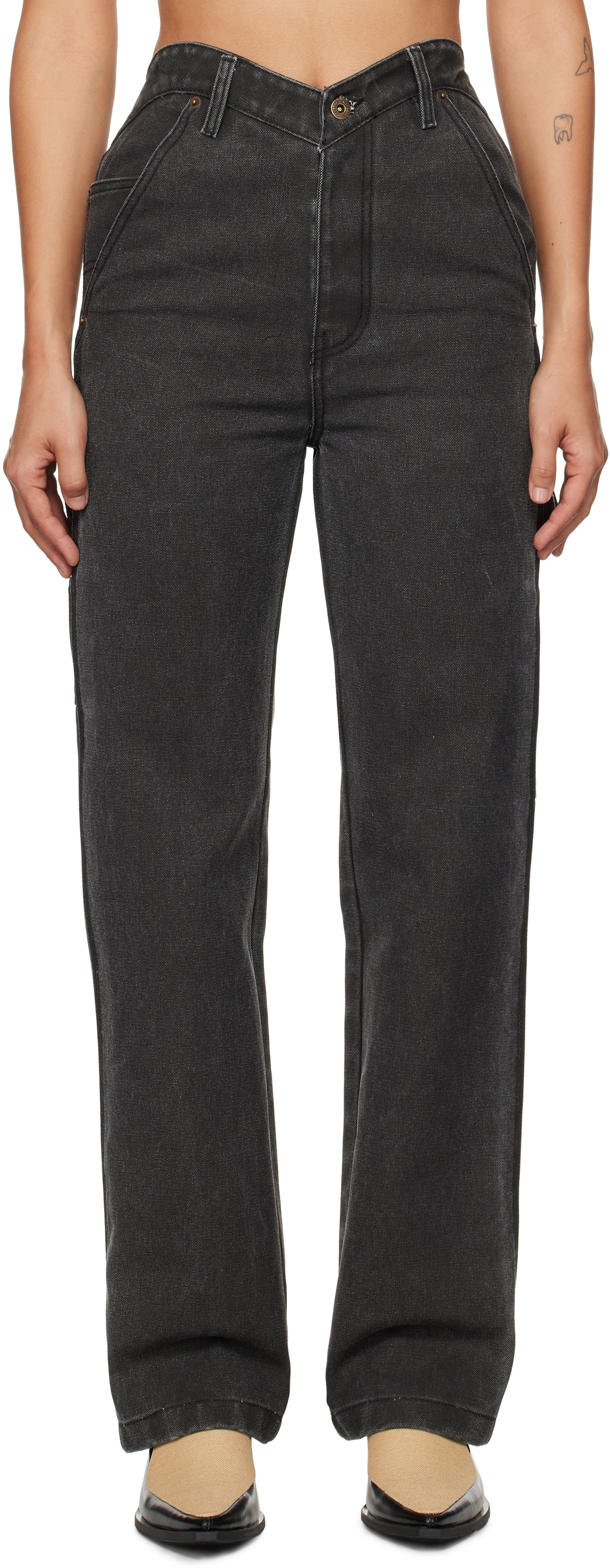 Дънки We11done We11done Heart Work Trousers Черно | WD-PT3-24-280-W-BK, 0
