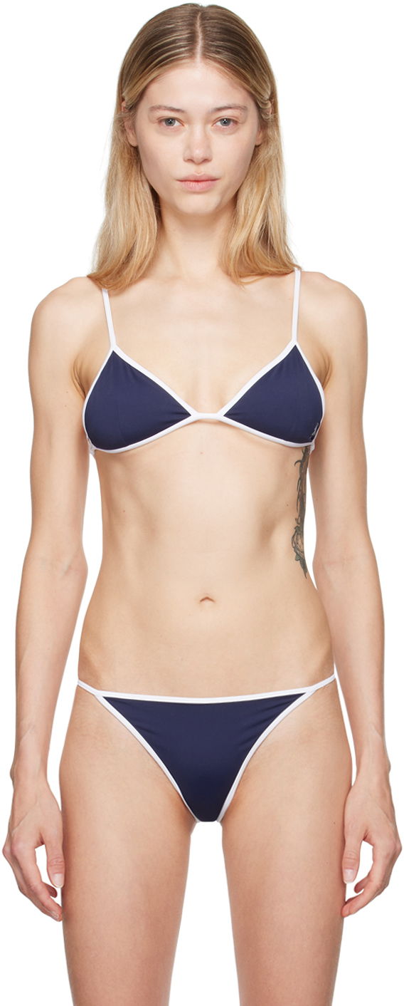 Бански Sporty & Rich Bikini Top With Contrast Trim Синьо | SM007S408SN, 0