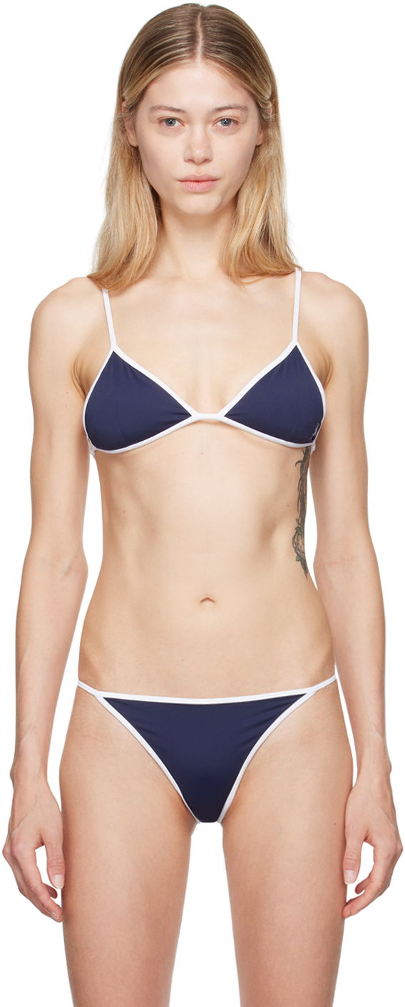 Бански Sporty & Rich Bikini Top With Contrast Trim Синьо | SM007S408SN