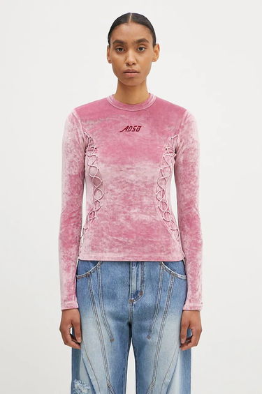 Тениска Andersson Bell Lace Up Longsleeve Velvet T-Shirt Розово | atb1206w, 0