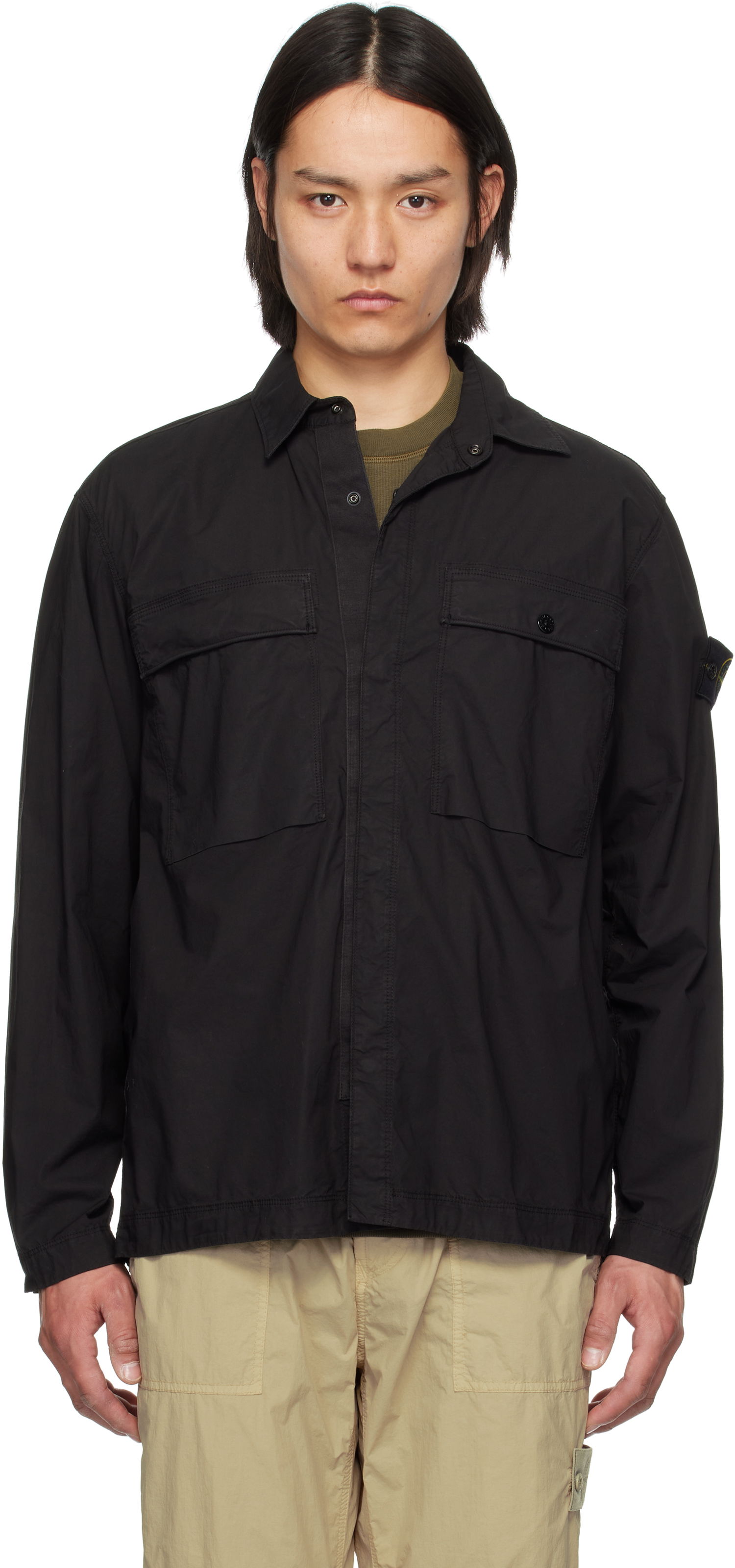 Риза Stone Island Stone Island Stretch Cotton Shirt Черно | K1S15 1200015 S0003, 0