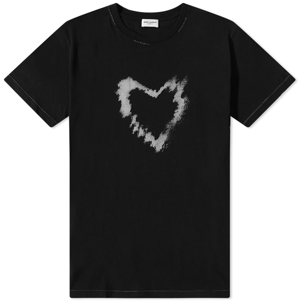 Тениска Saint Laurent Heart Crew Tee Черно | 682175Y36OB-1058, 0