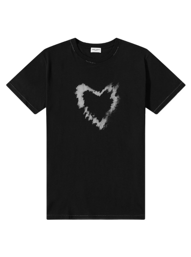 Тениска Saint Laurent Heart Crew Tee Черно | 682175Y36OB-1058