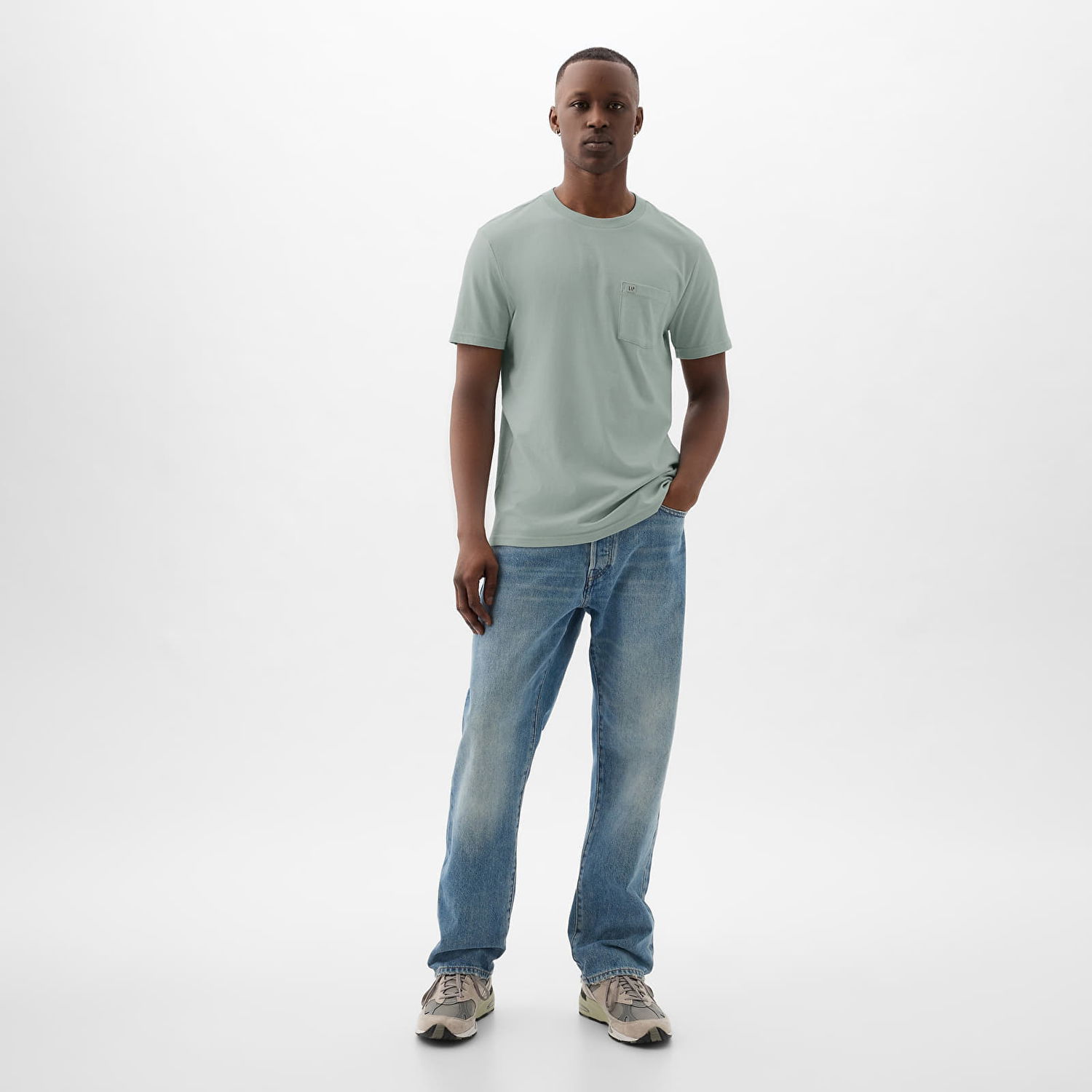 Тениска GAP Pocket Micro Logo Tee Frothy Aqua Зелено | 857901-00, 1