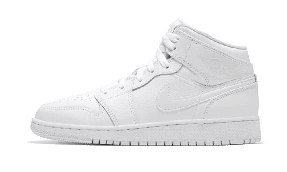 Кецове и обувки Jordan Air Jordan 1 Mid "Triple White" GS Бяло | 554725-126, 0