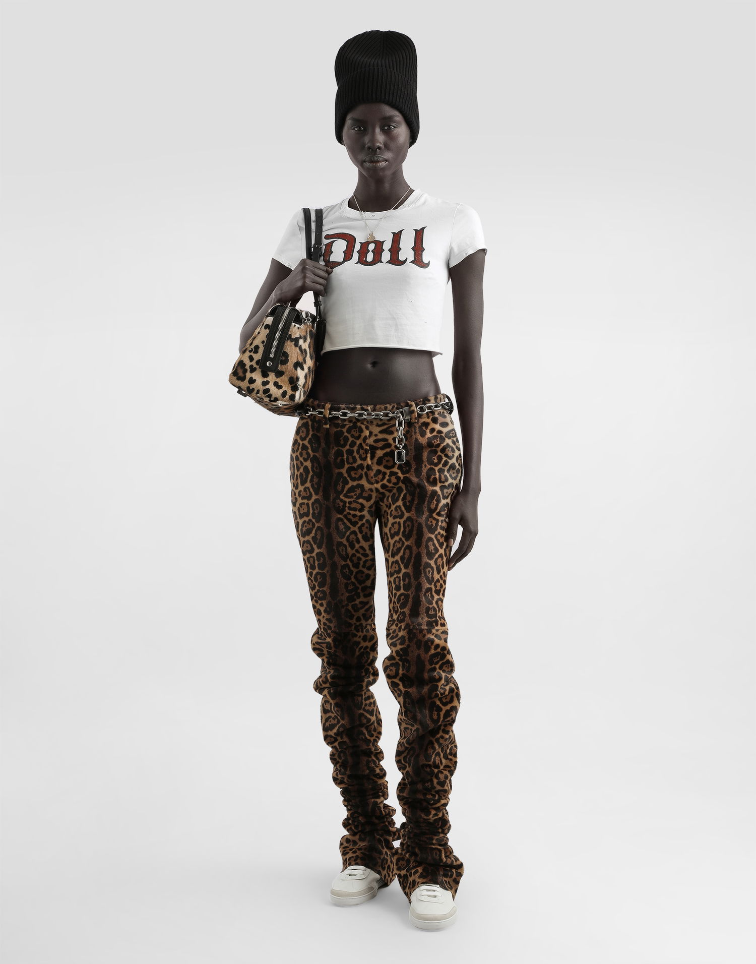 Съкратен топ Dolce & Gabbana Dolce & Gabbana Doll Print Cropped Jersey T-Shirt Бяло | F8V95TGDDGSS9000, 1