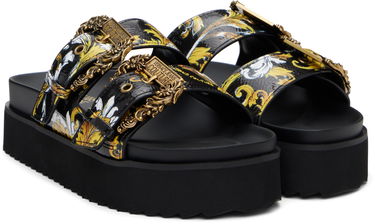 Кецове и обувки Versace Versace Jeans Couture Outline Barocco Arizona Sandals Черно | E78VA3SM1_EZS366, 3
