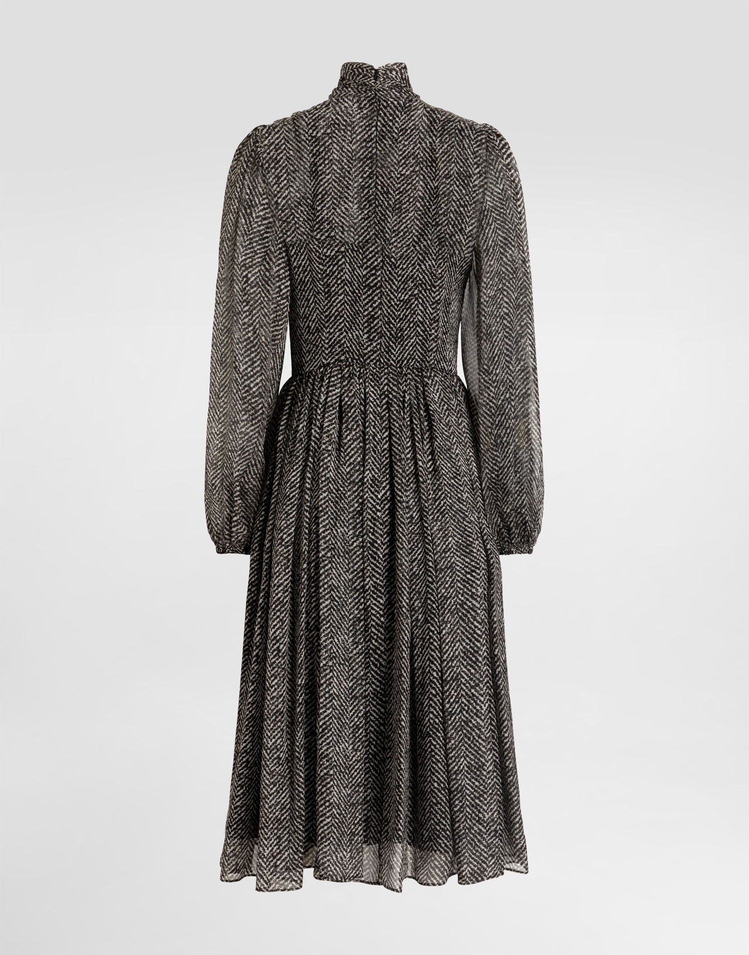 Pокля Dolce & Gabbana Chevron Print Silk Chiffon Pussy-Bow Neck Pleated Midi Dress Многоцветен | F6JLJTIS1ZNHH5QS, 1