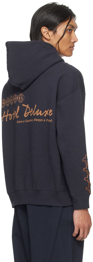 Суитчър Universal Works Universal Works Printed Hoodie Тъмно синьо | P2932, 2