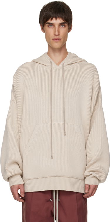 Суитчър Rick Owens Ribbed Knit Oversized Concordians Hun Hoodie Бежово | RR02E1698 KWVH, 0