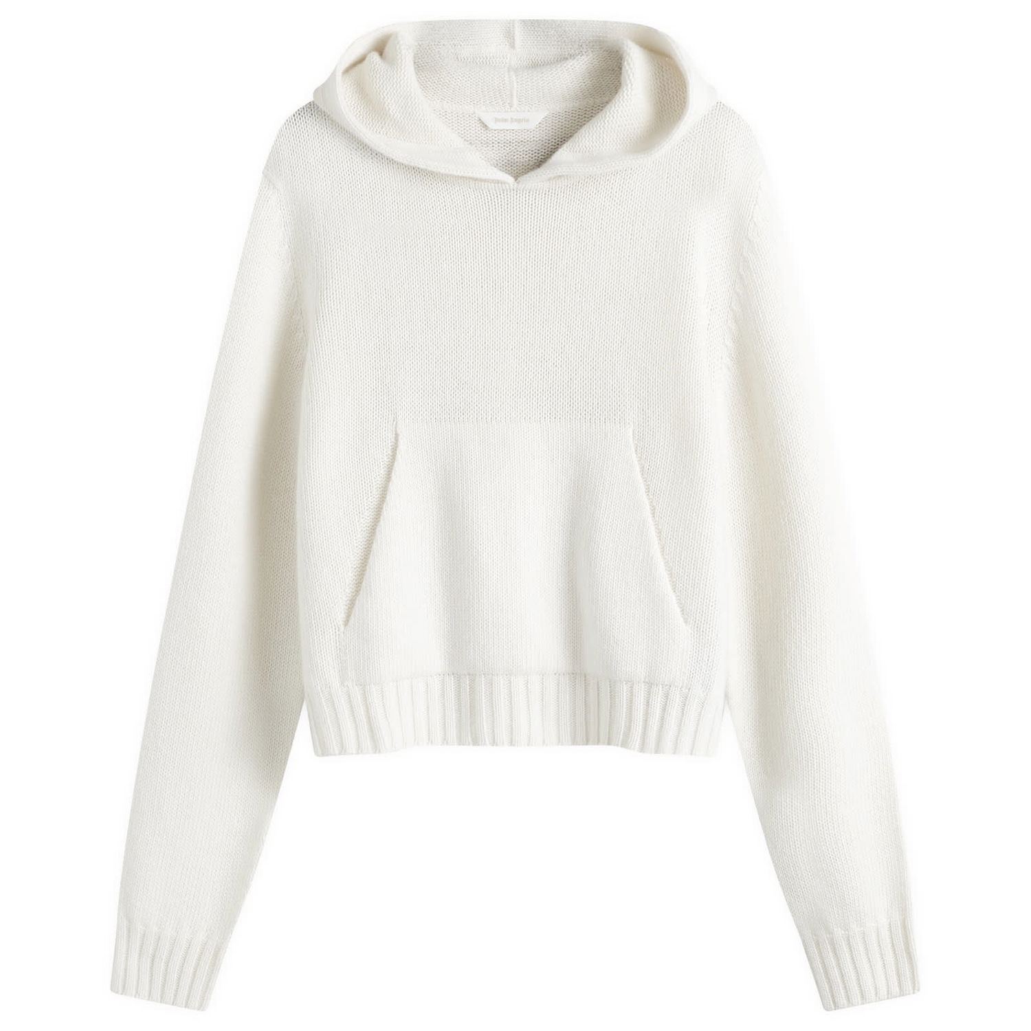 Суитчър Palm Angels Curved Logo Knitted Hoodie Бяло | PWHU012F24KNI0010161, 0