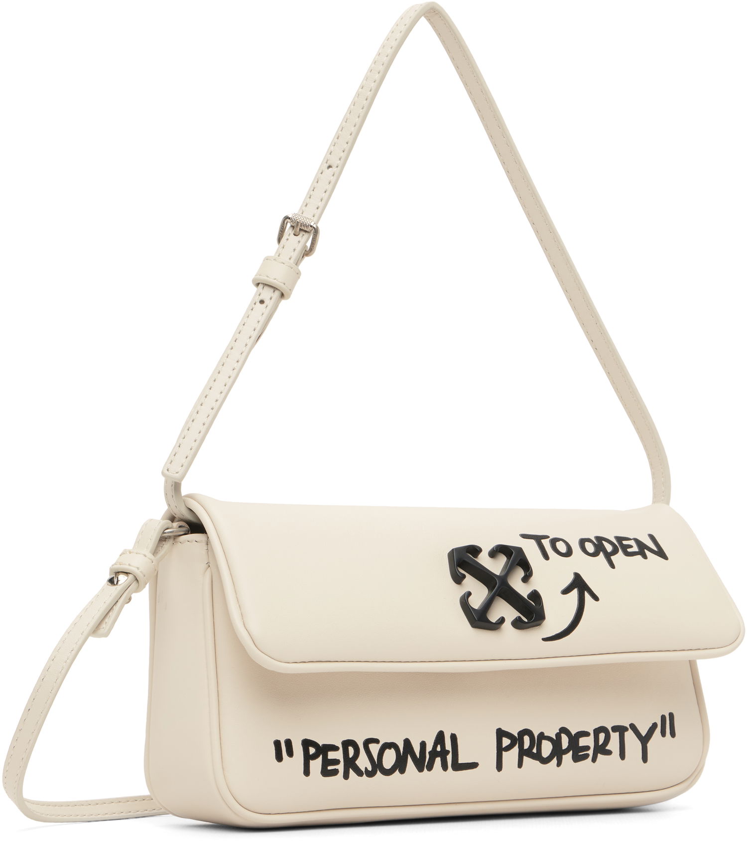 Чанта през рамо Off-White Jitney Shoulder 0.7 Quote Bag Бежово | OWNN18BC99LEA0010410, 1