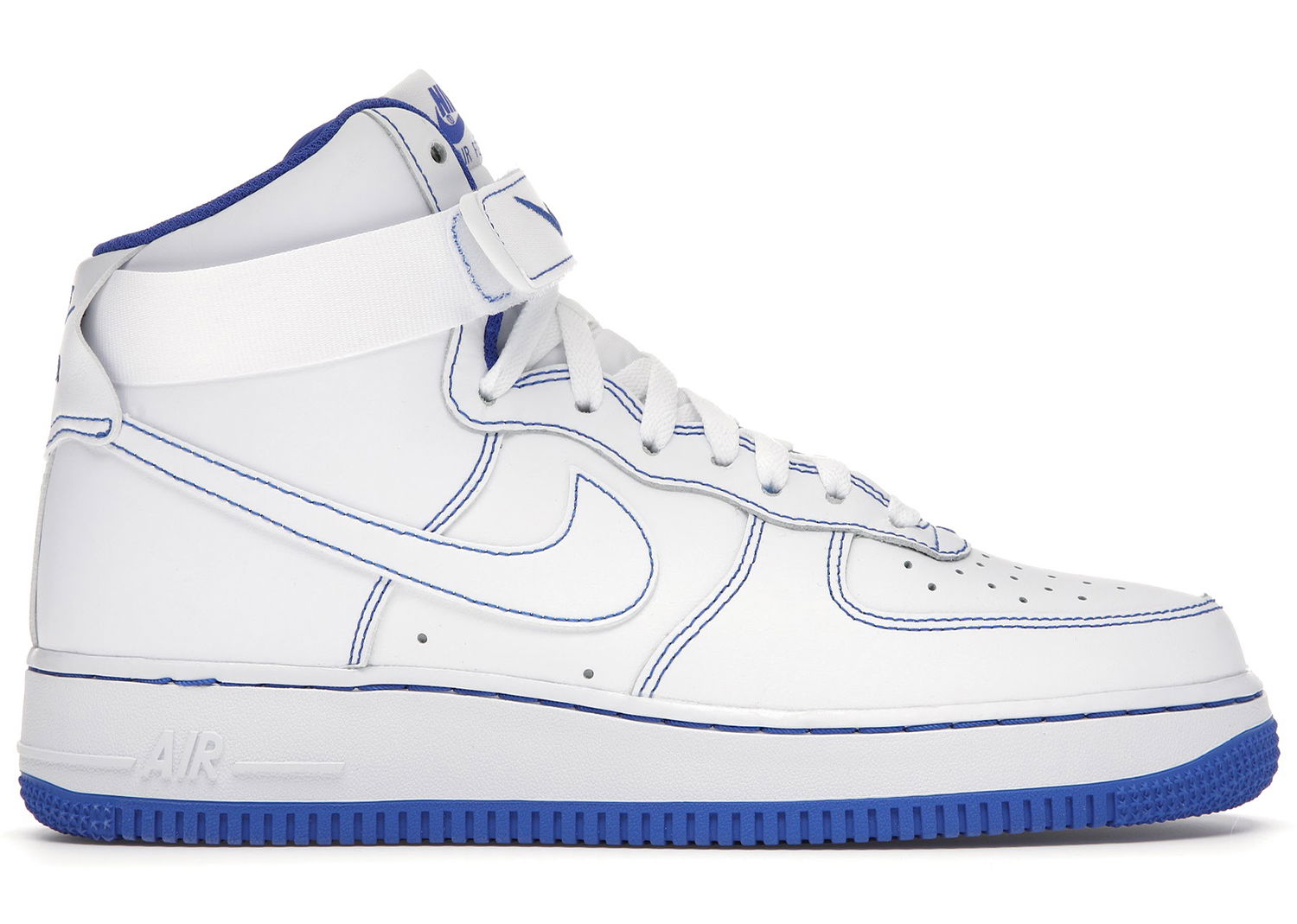 Кецове и обувки Nike Air Force 1 High White Royal Blue Contrast Stitch Бяло | CV1753-101, 0