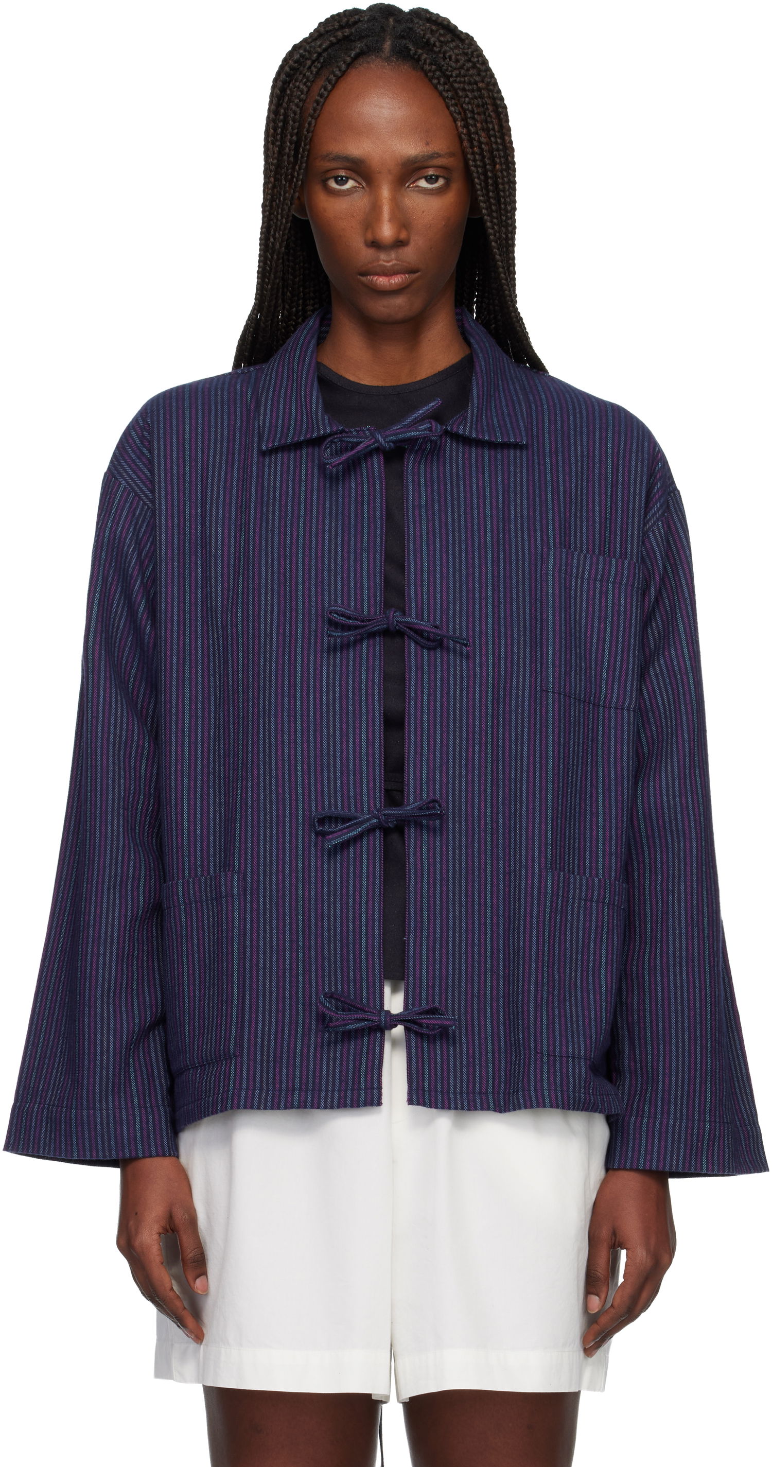 Риза Baserange Limber Striped Shirt with Frog Closures Многоцветен | TSLI-FLP-WI25, 0