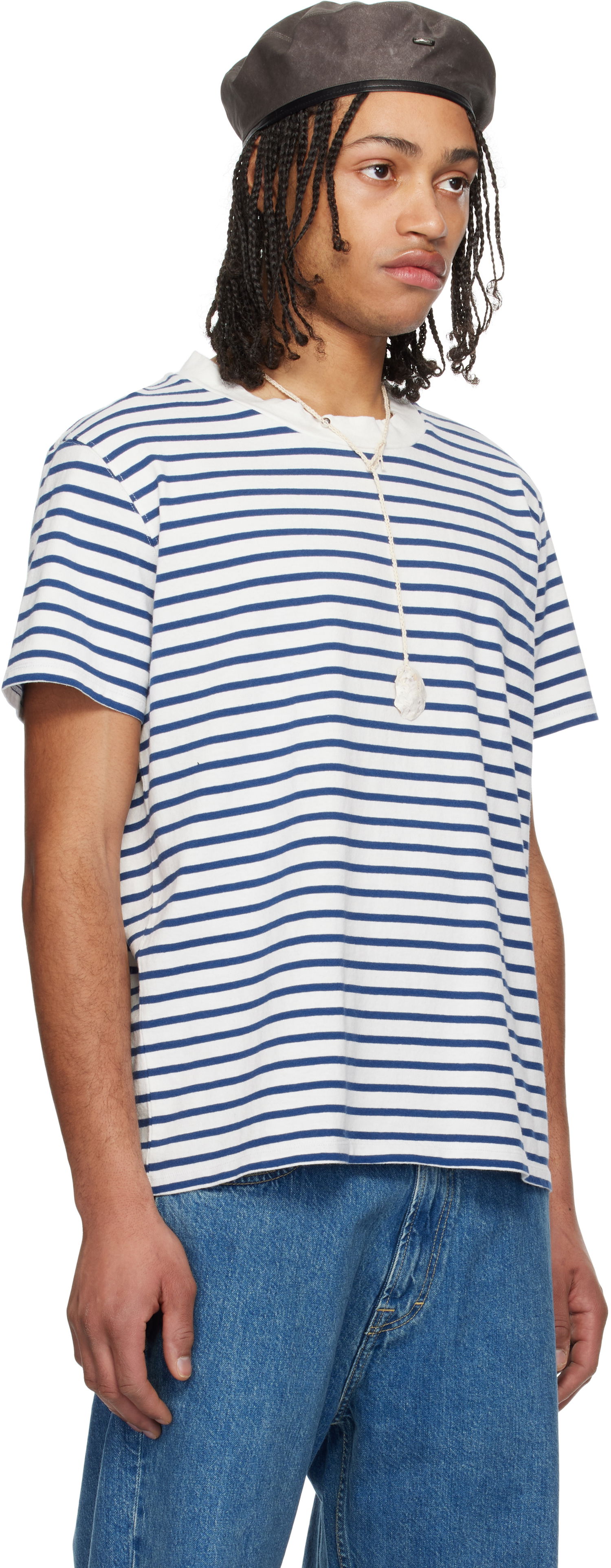 Тениска OUR LEGACY OUR LEGACY Bliss Striped T-Shirt Бяло | M2256BG, 1