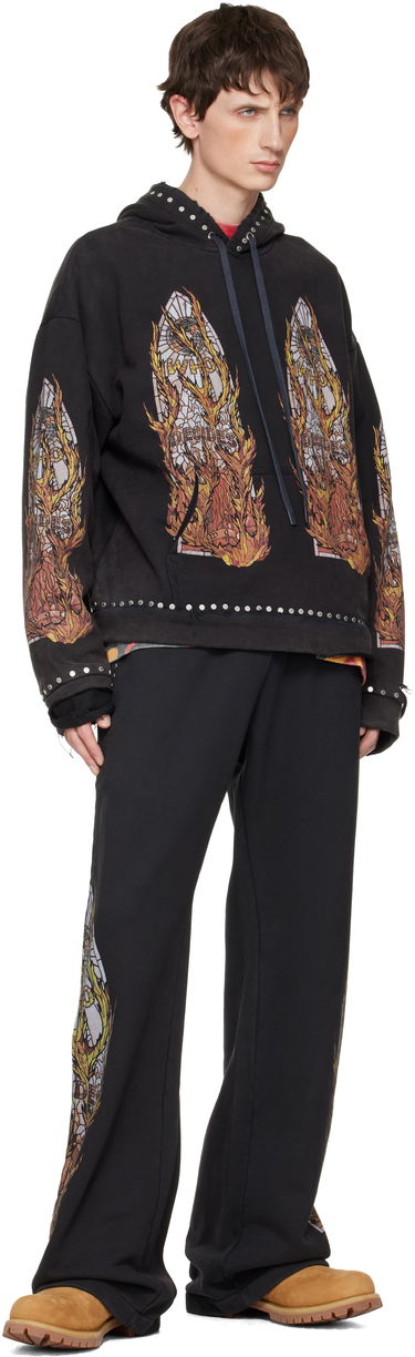 Суитчър Who Decides War Studded Stained Glass Flame Graphic Hoodie Черно | 1110420002FW25, 3