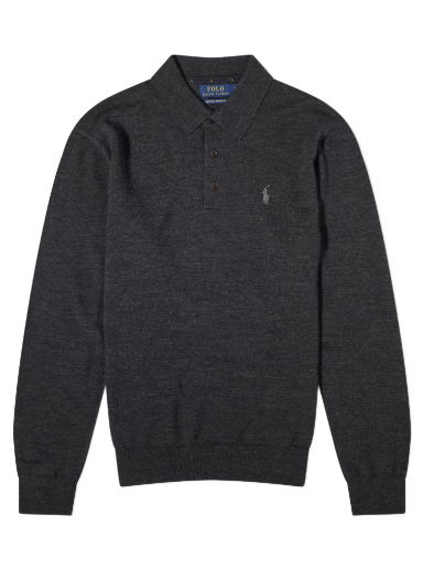 Суитчър Polo by Ralph Lauren Polo Ralph Lauren Long Sleeve Knitted Polo Dark Granite Heather Черно | 710876852002