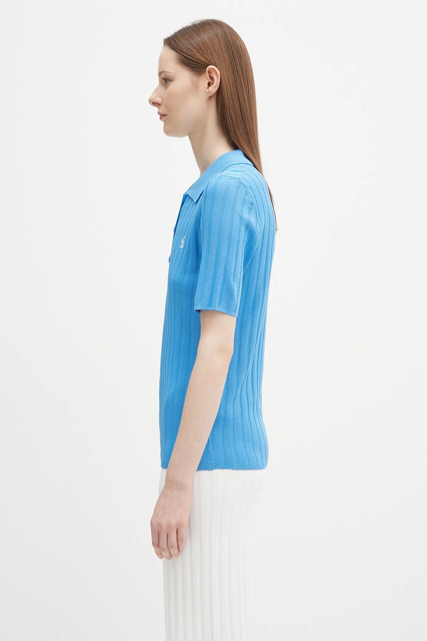 Поло тениска Sporty & Rich Sporty & Rich SRC Ribbed Polo Shirt Синьо | TO069620305BL24, 1
