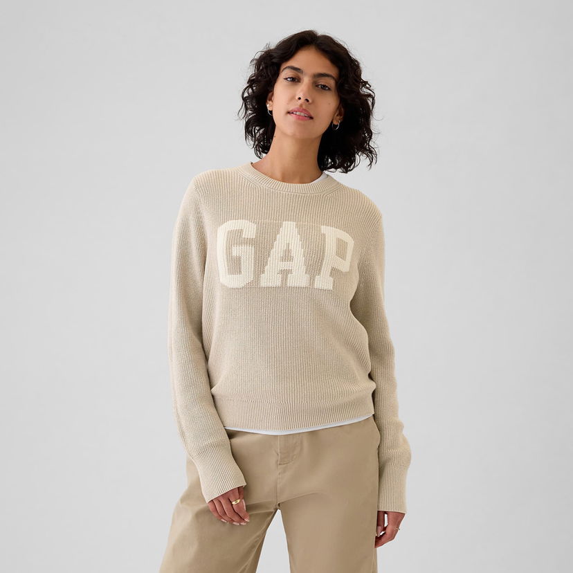 Пуловер GAP Sweater Logo Sweater Cobblestone S Бежово | 498412-02