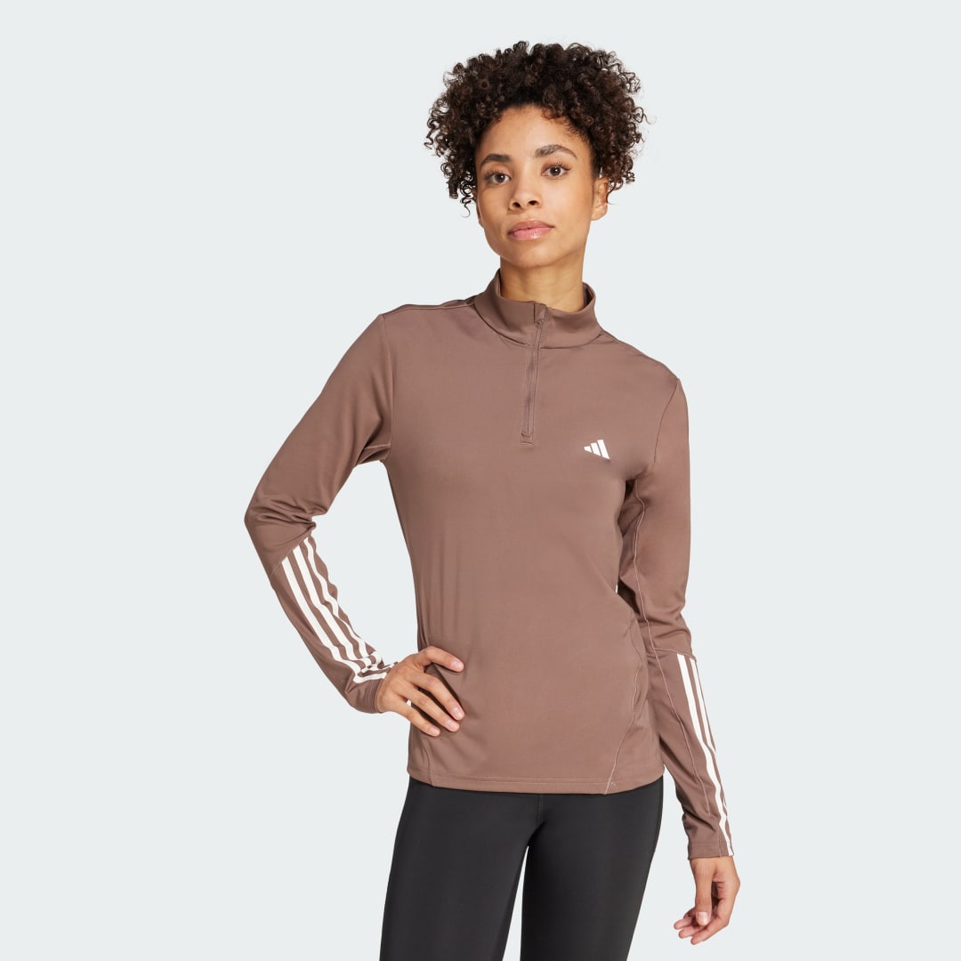 Риза adidas Performance Hyperglam Training Quarter-Zip Top Кафяво | JX7353, 0