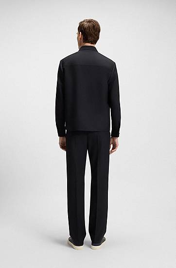 Яке BOSS BOSS Melange Virgin Wool Relaxed-Fit Overshirt Черно | 50546339, 1