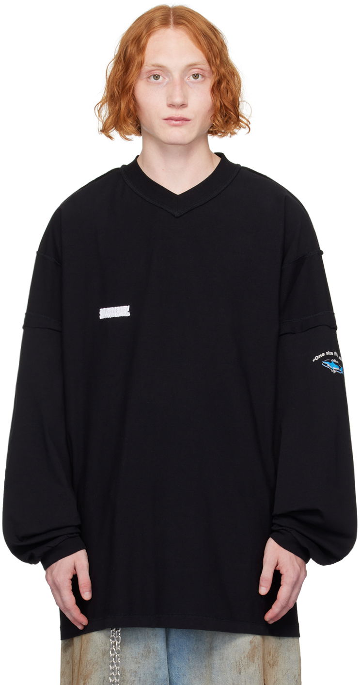 Тениска VETEMENTS Black 'Limited Edition' Inside Out Long Sleeve T-Shirt Черно | UA65LS320B, 0
