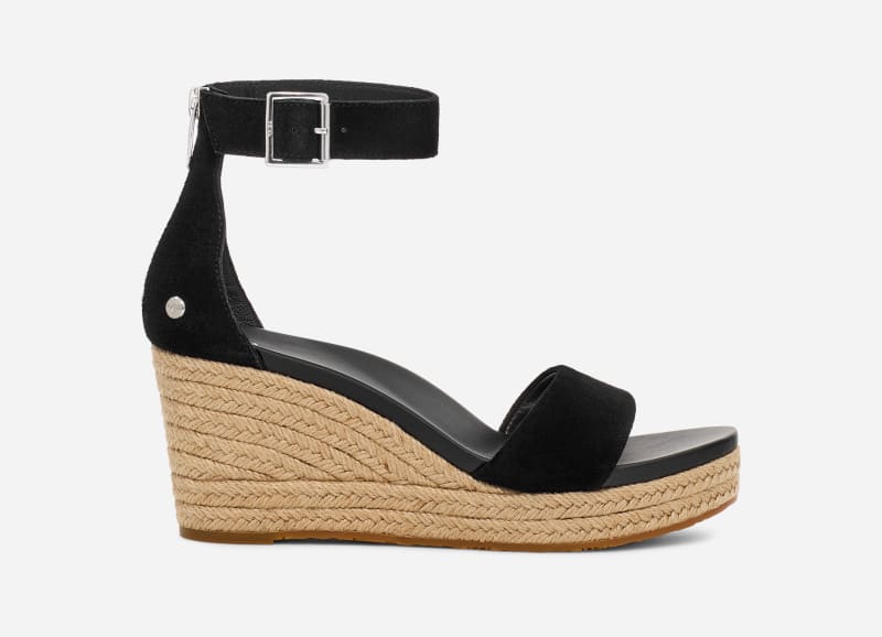 Облекло UGG ® Aylani Wedge Sandal in Black, Size 4 Металик | 1146713-BLK