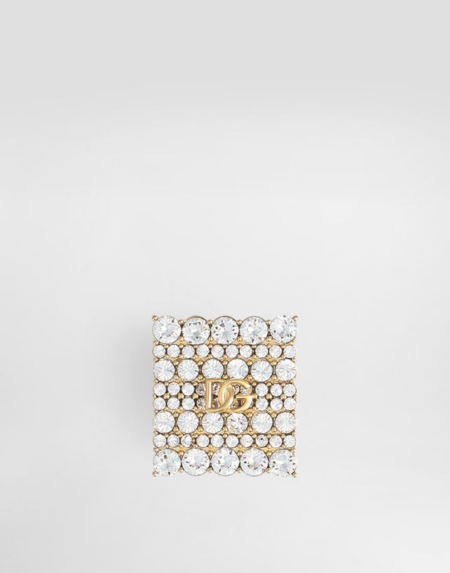 Dolce & Gabbana Rhinestones Brooch Gold Metal