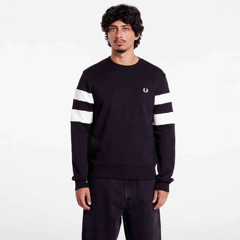 Суитчър Fred Perry Tipped Sleeve Sweatshirt Black Черно | M5544 102