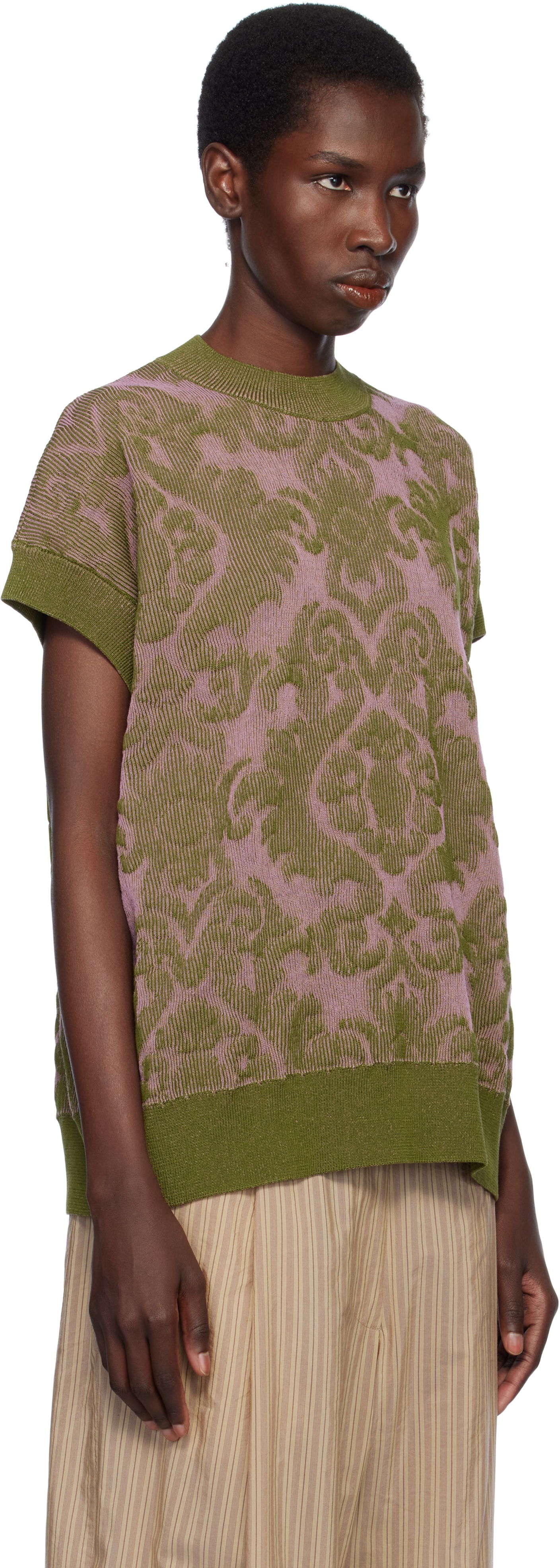 Пуловер Dries Van Noten Dries Van Noten Jacquard Knit Top Зелено | 251-011227-1716, 1