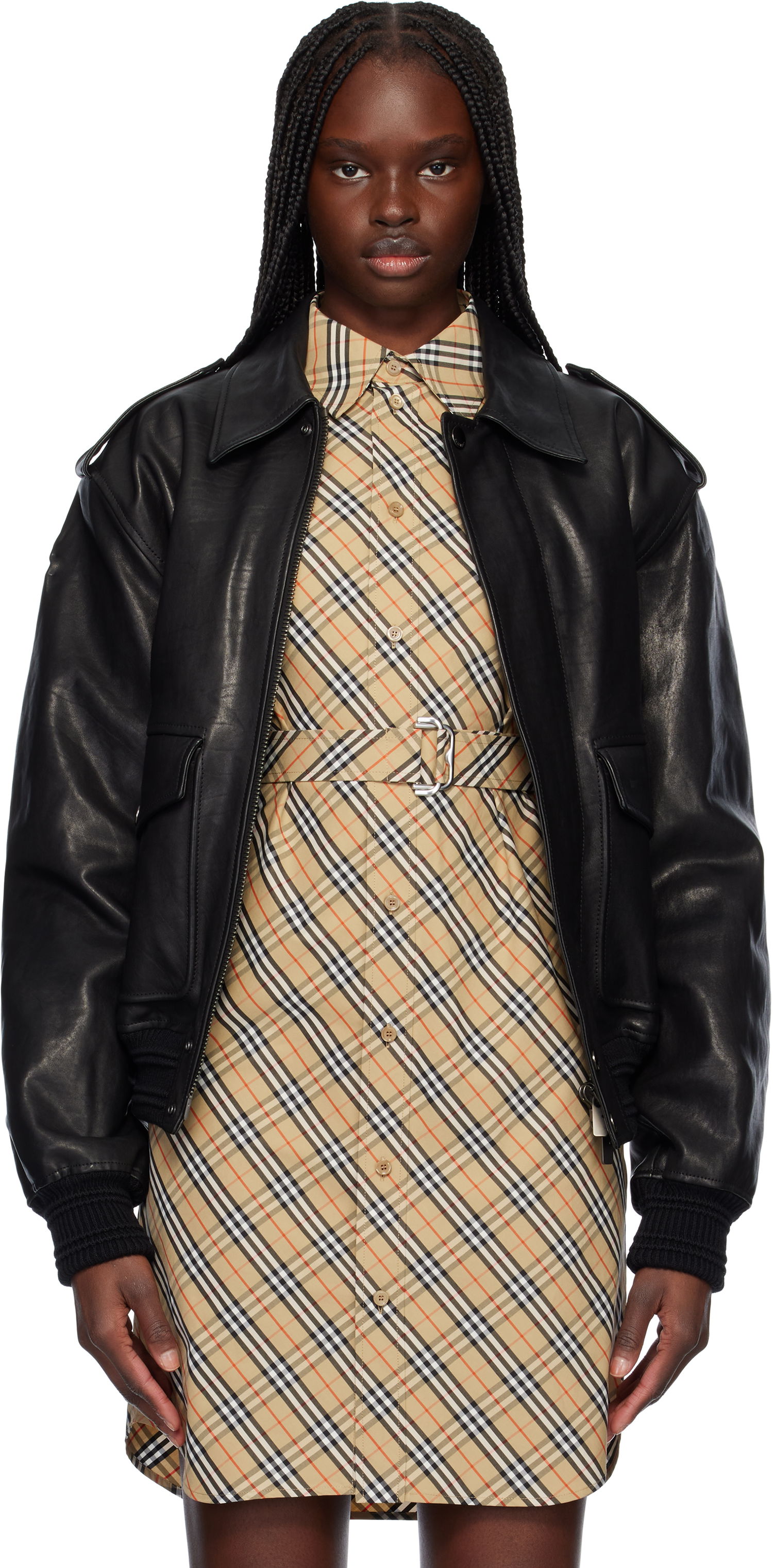 Яке бомбър Burberry Burberry Bomber Leather Jacket Черно | 8103085, 0