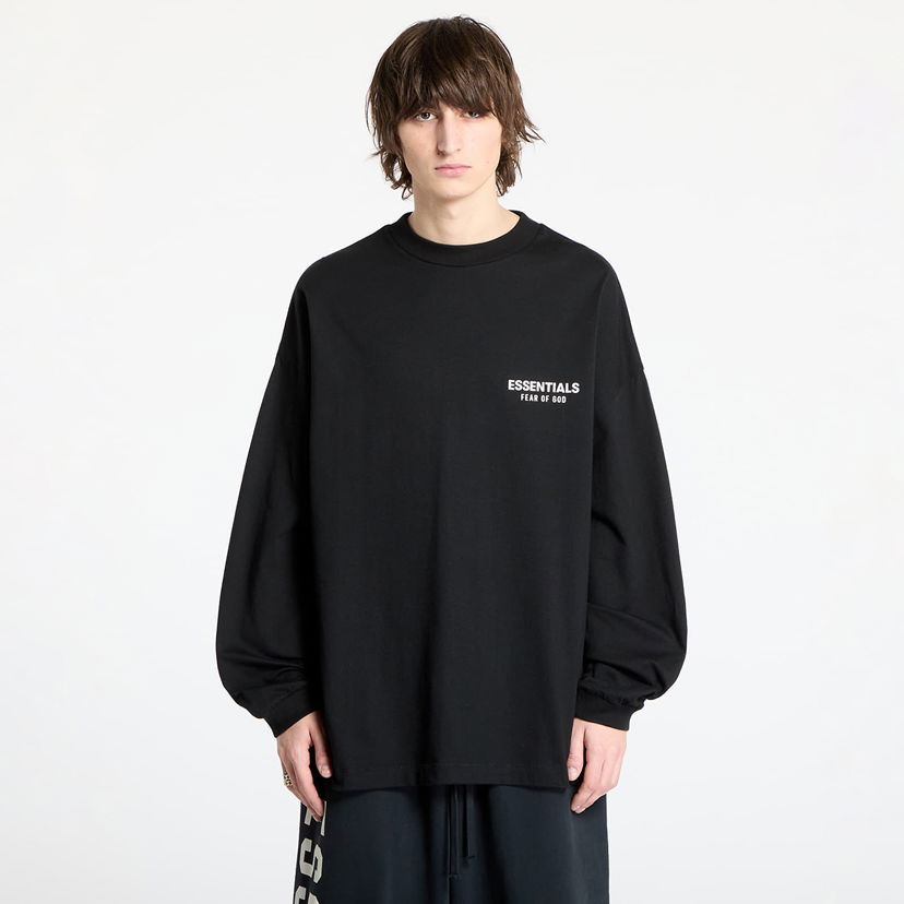 Тениска Fear of God Essentials Jersey Long Sleeve T-shirt Черно | 125HO244370F-001