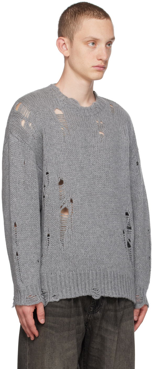 Пуловер R13 R13 Distressed Knit Sweater Сиво | R13WY089-Y003B, 1