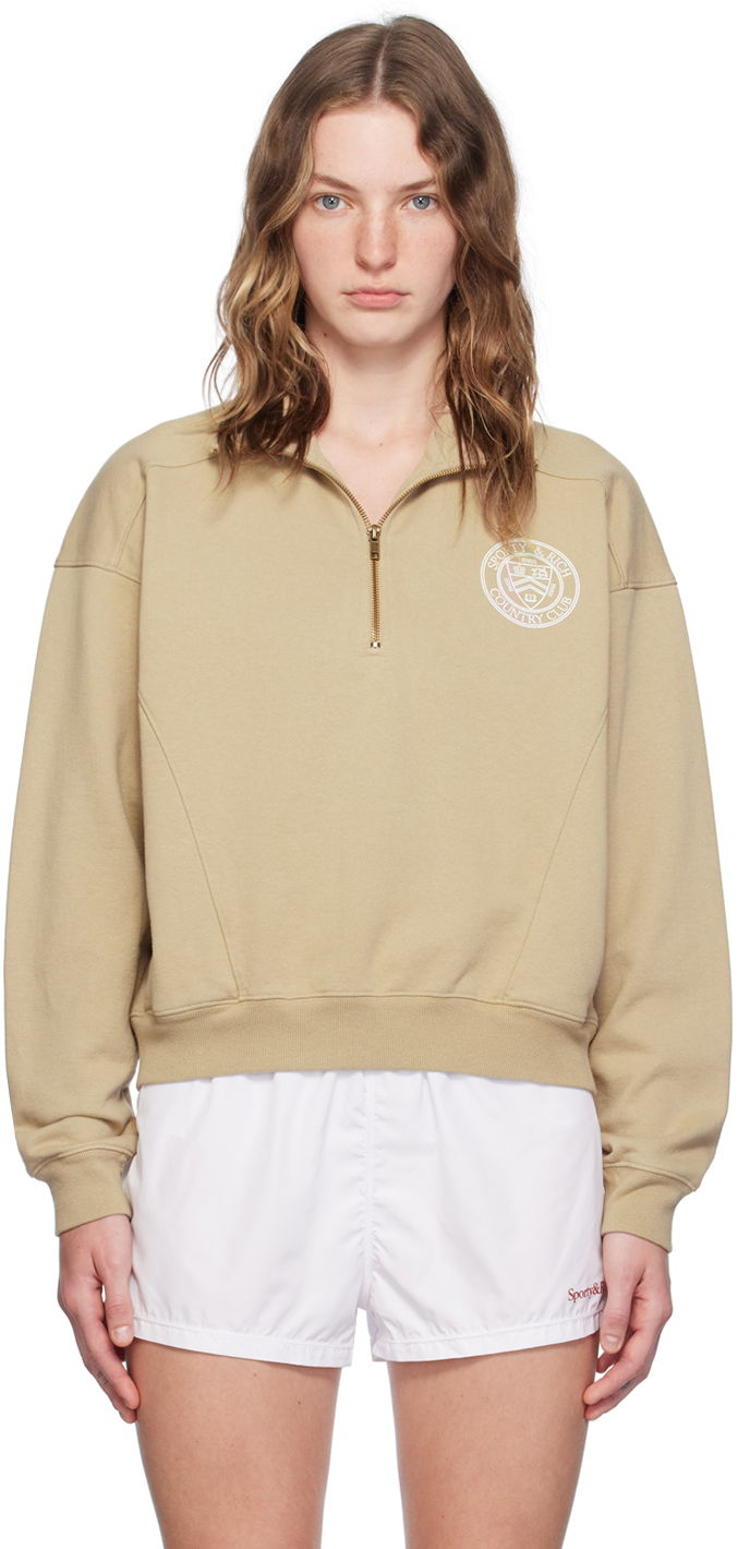 Суитчър Sporty & Rich Beige 'Paris Country Club' Sweatshirt Бежово | WS069S403PE