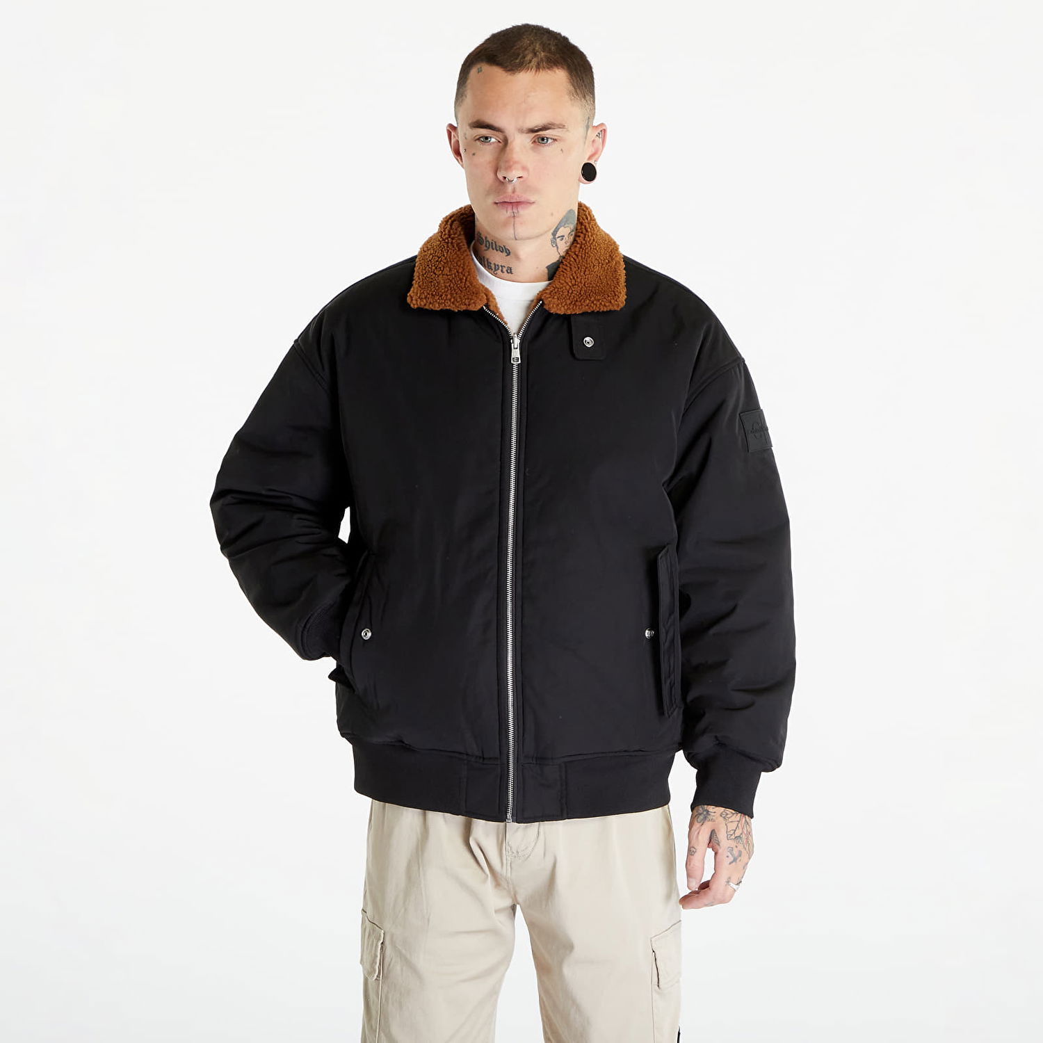 Яке бомбър CALVIN KLEIN Jeans Reversible Sherpa Bomber Jacket Black/ Brown Черно | J30J324123 BEH, 0