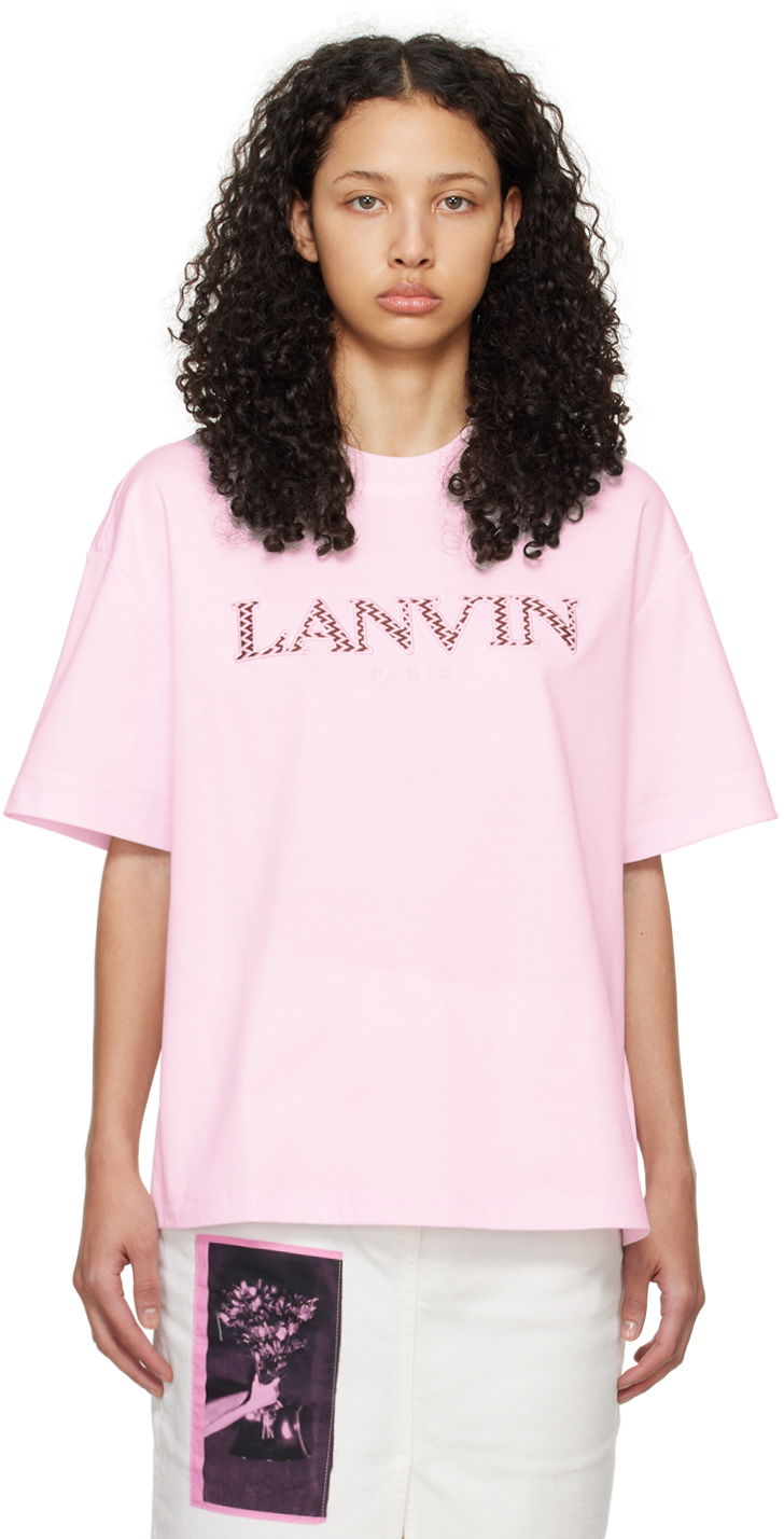 Тениска LANVIN Oversized Embroidered Curb T-Shirt Розово | RW-TS0022-J207-P24