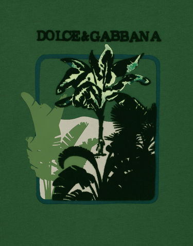 Тениска Dolce & Gabbana Short-sleeved Cotton T-shirt With Banana Tree Print Зелено | G8RN8TG7K1TV8433, 3