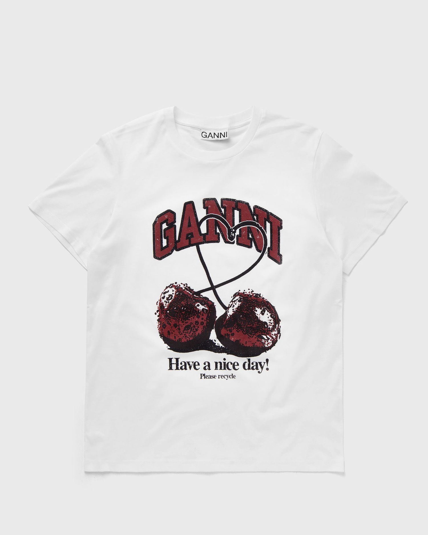 Тениска GANNI Basic Jersey Cherry Relaxed Tee Бяло | T3860-151, 0