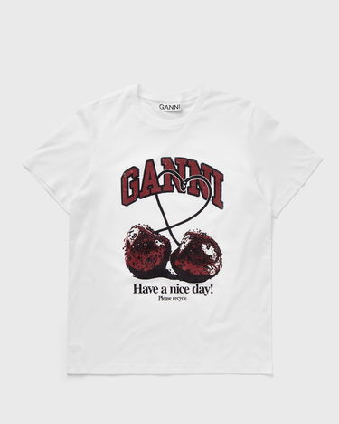 Тениска GANNI Basic Jersey Cherry Relaxed Tee Бяло | T3860-151, 0