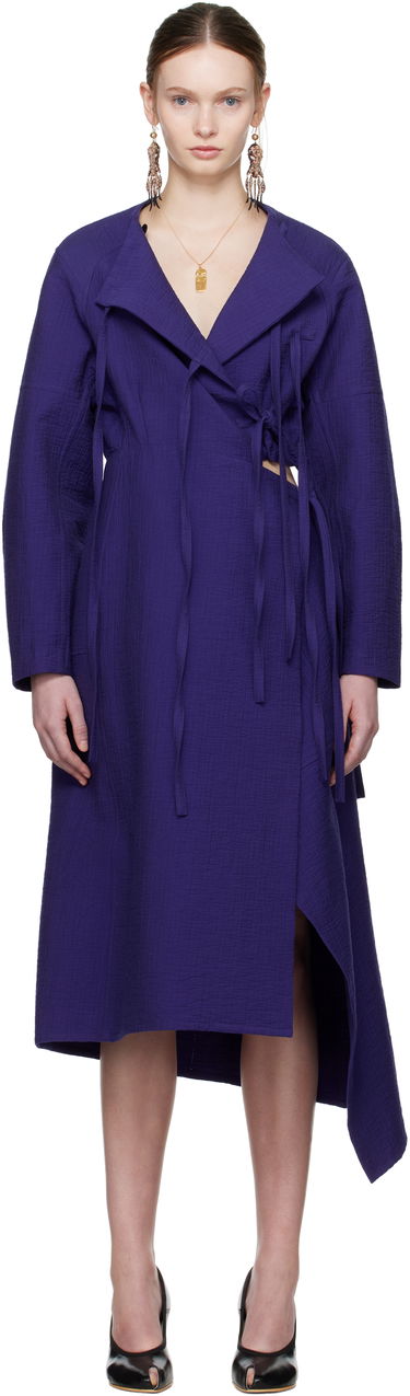 Pокля Tory Burch Tory Burch Cotton Wrap Midi Dress Лилаво | 173644-433, 0