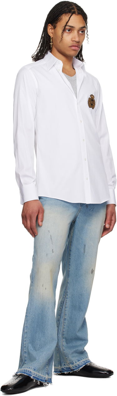 Риза Dolce & Gabbana Dolce&Gabbana Heraldic Patch Cotton Shirt Бяло | G5ML1ZGI757, 3