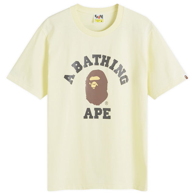 A Bathing Ape Women's College T-Shirt in Yellow, Size Small | END. Clothing