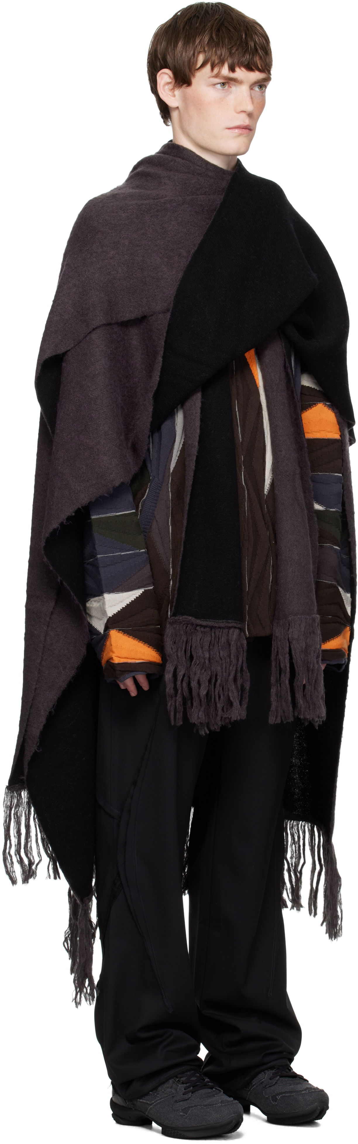 Шал KIKO KOSTADINOV Kiko Kostadinov Tarr Fringed Throw Scarf Сиво | KKAW25KN07-110, 1