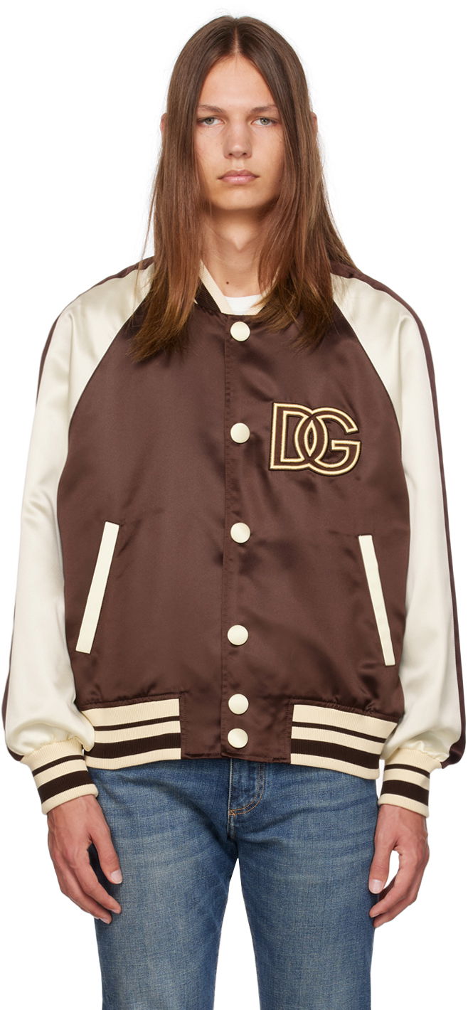 Яке бомбър Dolce & Gabbana Brown & White 'D&G' Bomber Jacket Кафяво | G9ZB6ZFUM86, 0